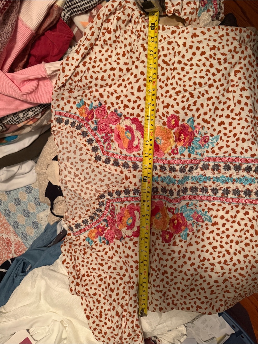 Savanna Jane Cream Tunic with Pink, Orange & Blue Floral Embroidery - Picture 2 of 2